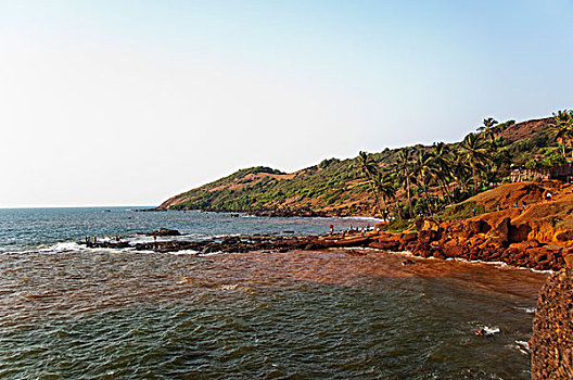 岩石构造,海岸,果阿,印度
