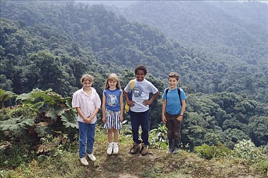 孩子,山谷,蒙特维多云雾森林自然保护区,哥斯达黎加