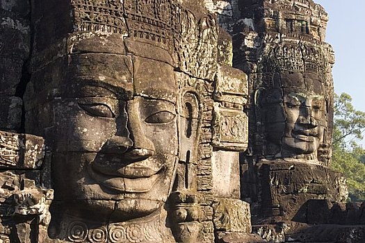 雕刻,国王,巴扬寺,吴哥窟,收获,柬埔寨