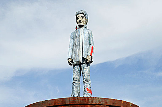 雕塑,站立,男人,博物馆,中央车站,工业,奥伯豪森,区域,北莱茵威斯特伐利亚,德国,欧洲