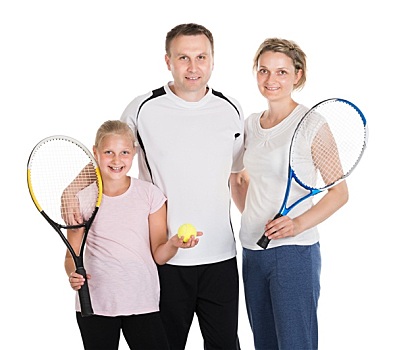 年轻家庭,网球拍