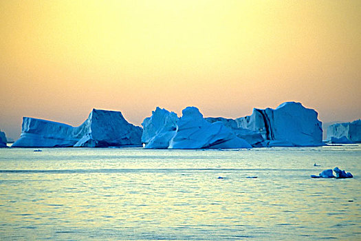 日出,上方,冰山,格陵兰