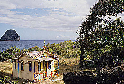 西印度群岛,马提尼克岛,石头,小,房子,前景