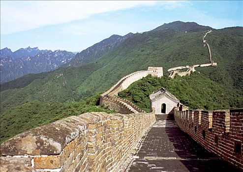 中国,长城,俯视,弯曲,墙壁