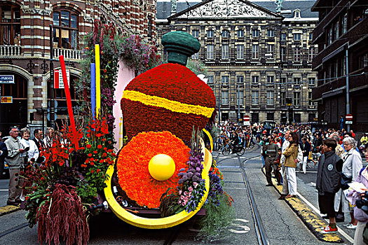 荷兰,阿姆斯特丹,花,游行