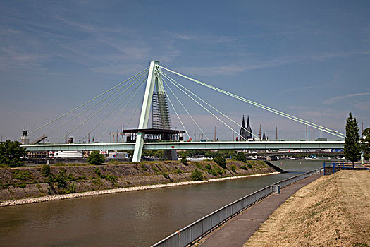 莱茵河,桥,北莱茵威斯特伐利亚,德国,欧洲