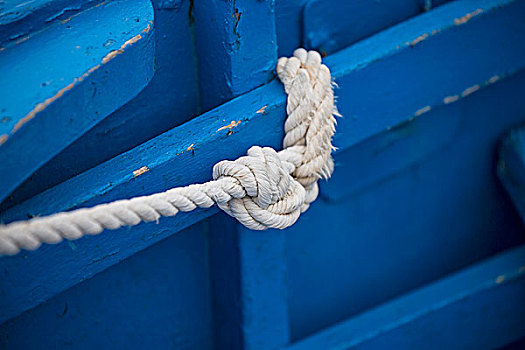 绳索,船,蓝色,木头,特写