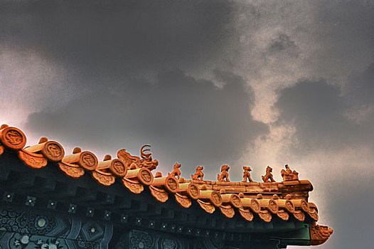 故宫宫殿上的飞檐和脊兽