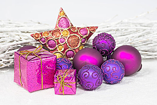圣诞装饰,紫色,粉色