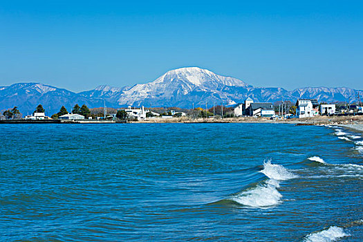 山,琵琶湖,雪