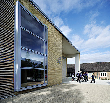 学校,皇后,建筑,剑桥郡,英国,2009年,外景,入口,学生,走