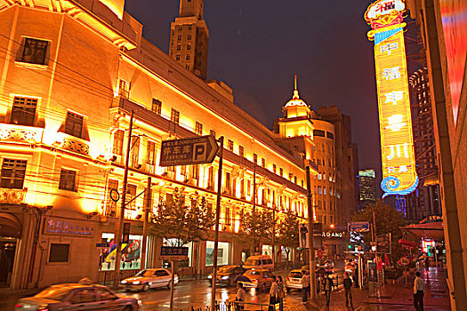 道路,夜晚,上海,中国