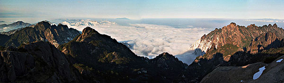 安徽,黄山,全景,宽幅,云海,雪景,日出,日落,雾淞,全山