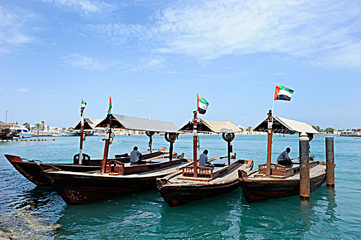水上出租车,独桅三角帆船,迪拜,溪流,阿联酋,中东