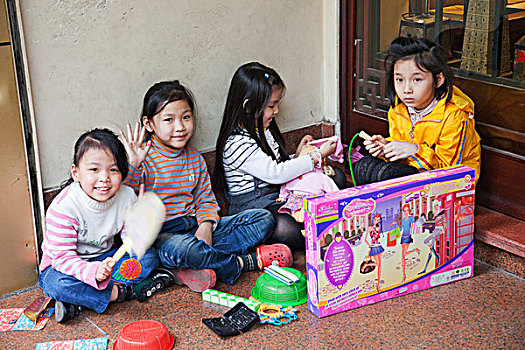 越南,河内,女孩,玩,娃娃