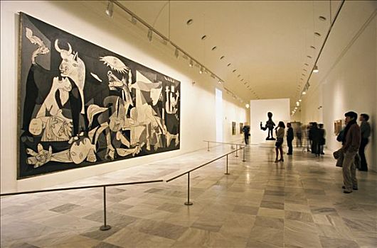 西班牙,馬德里,索非亞,博物館,游人,正面,格爾尼卡,畢加索