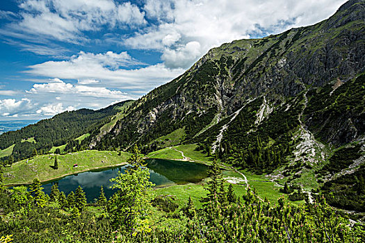 阿尔卑斯山,湖,巴伐利亚,德国,欧洲