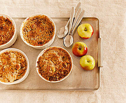 独特,苹果,厚皮水果馅饼,托盘,勺子