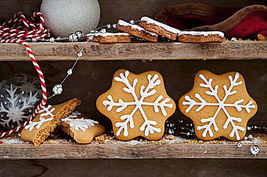姜饼,星,木质,架子,圣诞节