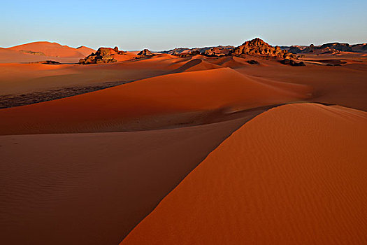 暮光,上方,沙丘,锡,梅如卡,国家公园,世界遗产,区域,撒哈拉沙漠,阿尔及利亚,非洲