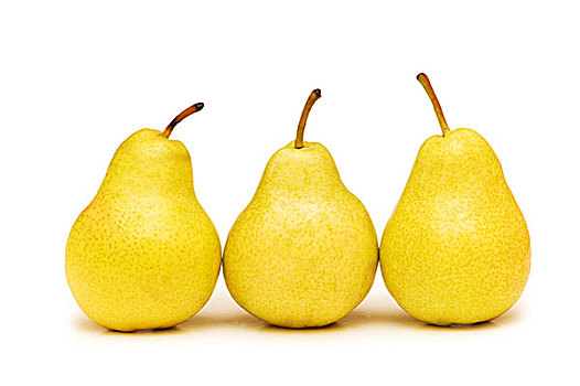三个,黄色,梨,隔绝,白色
