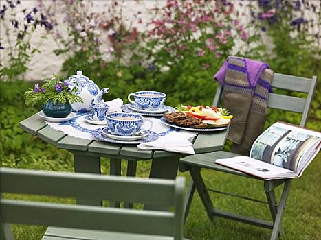 桌子,下午茶,花园