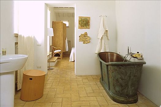 浴室,古老,沐浴,盥洗池,厕所,卧室,背影