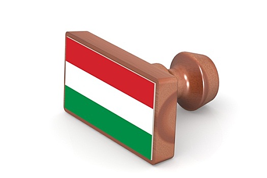 木质,图章,匈牙利,旗帜