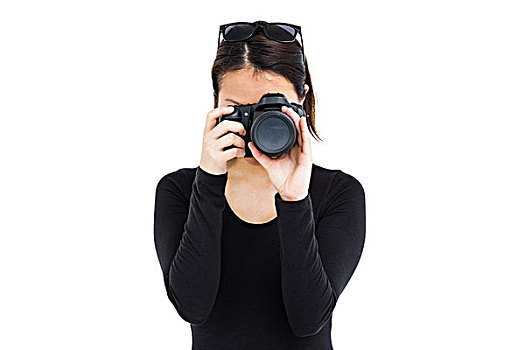 女人,摄影,相机,白色背景,背景