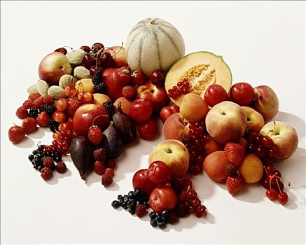 夏季水果,瓜,桃,李子,草莓,无花果,杏仁