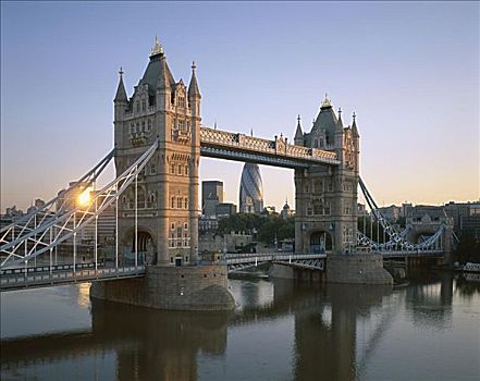 黎明,塔桥,泰晤士河,伦敦,英格兰