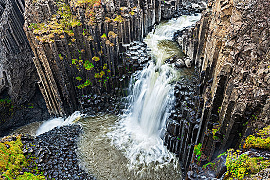 冰岛,瀑布,玄武岩,柱子,画廊,大幅,尺寸