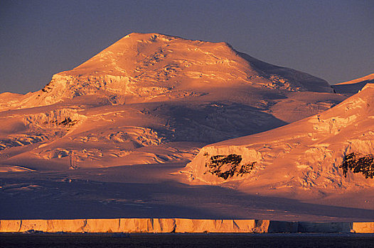 南极半岛,区域,午夜,阳光,冰河