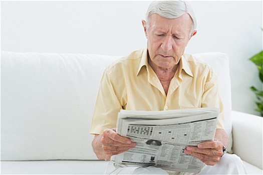 老人,专注,男人,读,报纸
