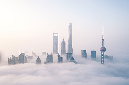 上海陆家嘴平流雾风光