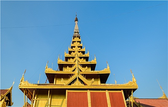 曼德勒,皇宫,盖屋顶细节,缅甸