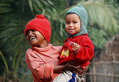 头像,微笑,孩子,库尔纳市,孟加拉,十二月,2007年