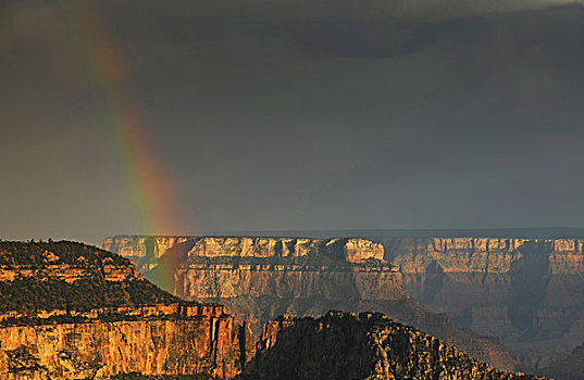 暴风雨,彩虹,风景,鲜明,天使,亮光,白天,瓦尔哈拉殿堂,英烈祠,高原,傍晚,大峡谷国家公园,北缘,亚利桑那,美国