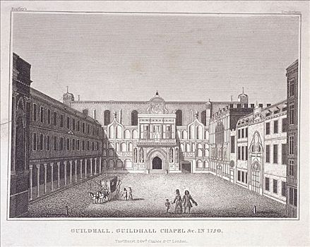 正面,市政厅,看,北方,伦敦,1788年,艺术家