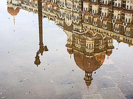 反射,泰姬陵,酒店,水中,季风,时间,孟买,印度