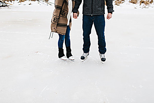 情侣,滑冰,冰湖,惠特比,安大略省,加拿大