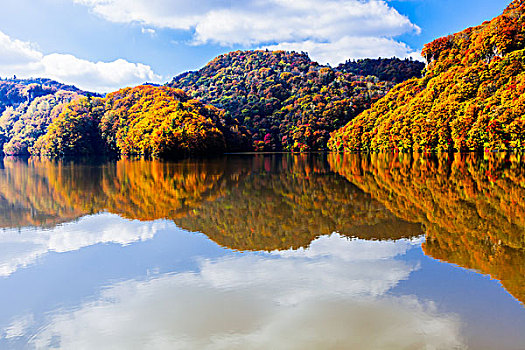 秋染白山湖
