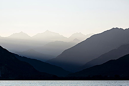 山,上方,马焦雷湖,湖,意大利