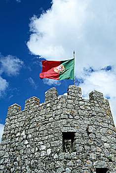 葡萄牙,辛特拉,旗帜,塔,摩尔风格,城堡