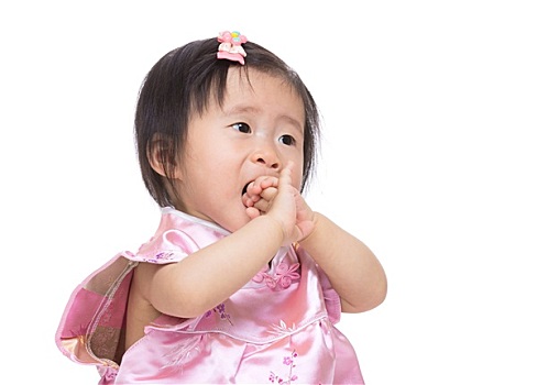 中国人,女婴,吸吮,手指,嘴