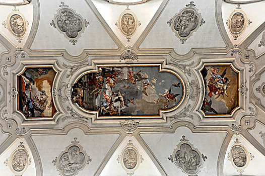 天花板,壁画,教堂,玛丽亚,罗萨里奥,建造,水道,诸德卡,威尼斯,意大利,欧洲