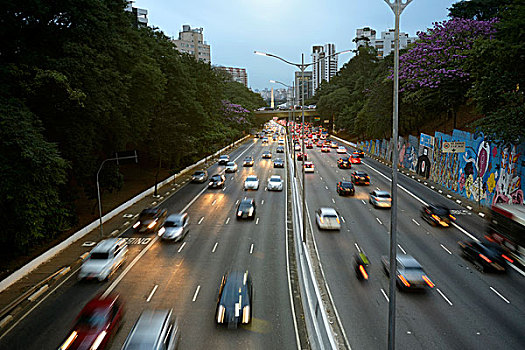 交通,傍晚,圣保罗,巴西,南美