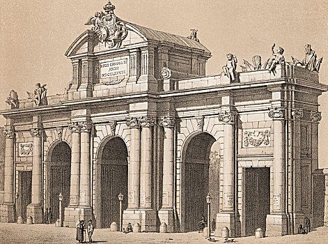 马德里,建造,国王,第一,打开,1778年,雕刻