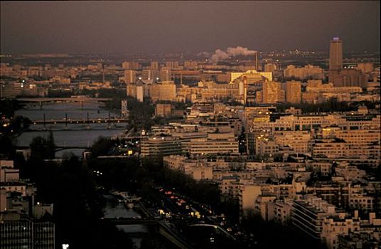 巴黎,俯视图,塞纳河,风景,夜晚