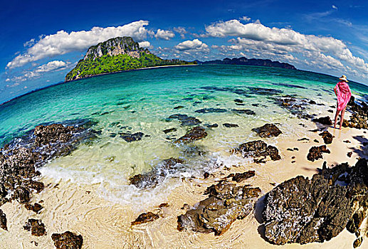 热带沙滩,岛屿,泰国,鱼眼镜头